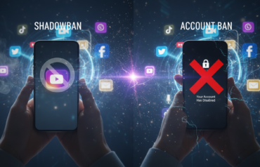 Instagram shadowban vs account ban comparison illustration