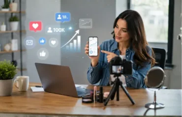 Influencer using SMM Panel tools to improve social media growth and engagement