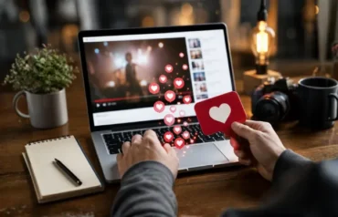 YouTube creator analyzing likes, views, and engagement metrics to grow a channel