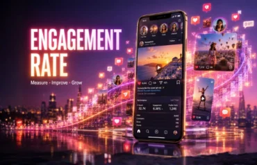 Instagram engagement rate analytics showing likes comments shares and saves
